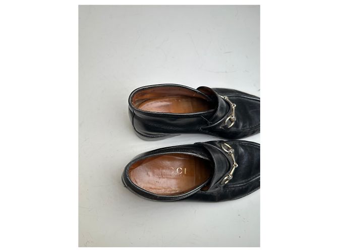 Mocassini Vintage Gucci in pelle nera e argento EU40.5 Nero - vista 4