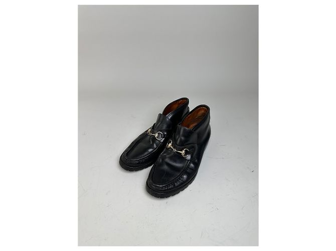 Mocassini Vintage Gucci in pelle nera e argento EU40.5 Nero - vista 5