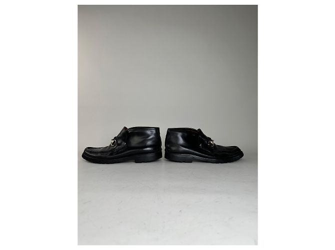 Mocassini Vintage Gucci in pelle nera e argento EU40.5 Nero - vista 8