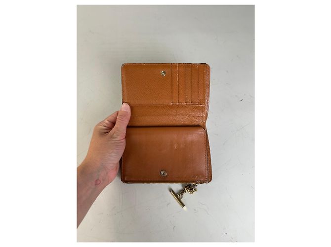Chloé Vintage Chloe Pebbled Leather Wallet Tan Gold Camel - view 3