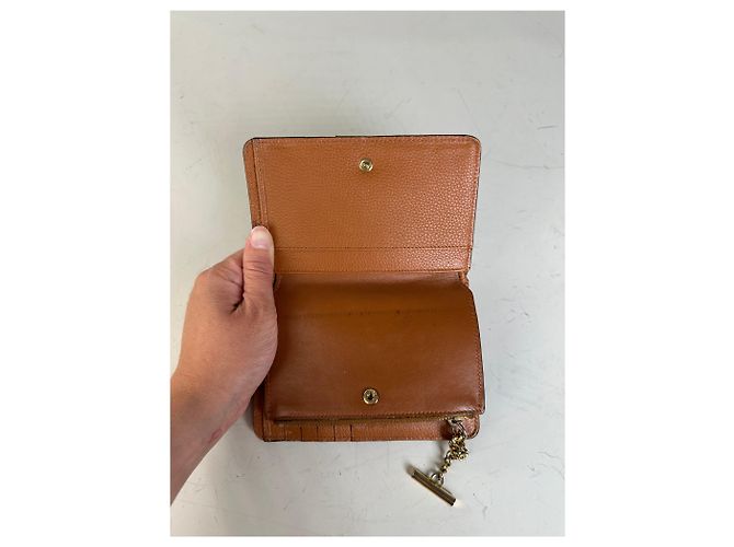 Chloé Vintage Chloe Pebbled Leather Wallet Tan Gold Camel - view 5