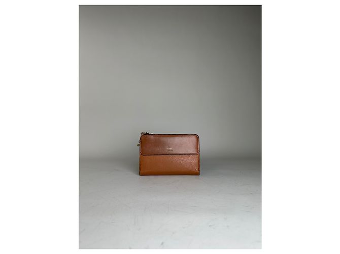 Chloé Vintage Chloe Pebbled Leather Wallet Tan Gold Camel - view 8