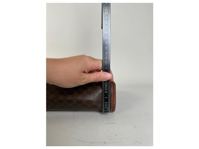 Céline Vintage Celine beschichtete Canvas Pouch Braun Rost Gold Kamel - Ansicht 10