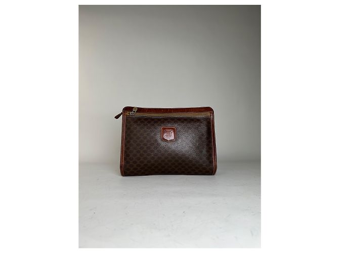 Céline Vintage Celine beschichtete Canvas Pouch Braun Rost Gold Kamel - Ansicht 11