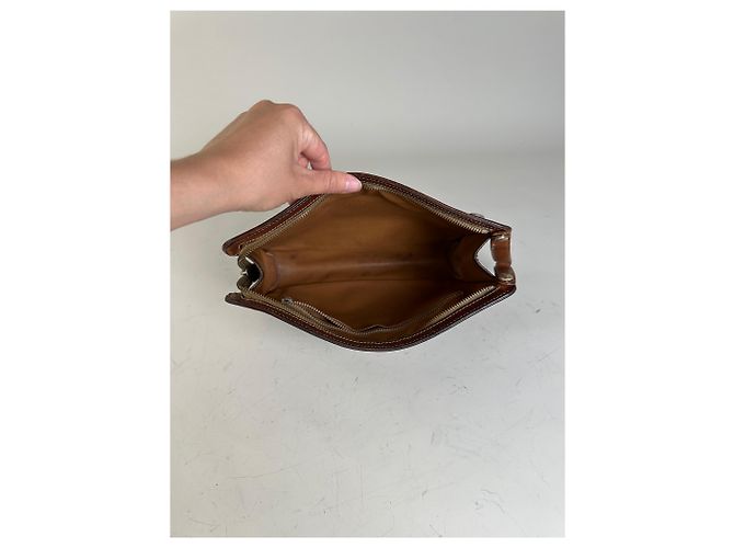 Céline Vintage Celine beschichtete Canvas Pouch Braun Rost Gold Kamel - Ansicht 3