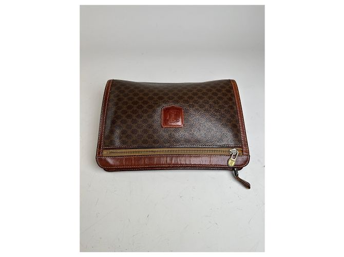 Céline Vintage Celine beschichtete Canvas Pouch Braun Rost Gold Kamel - Ansicht 7