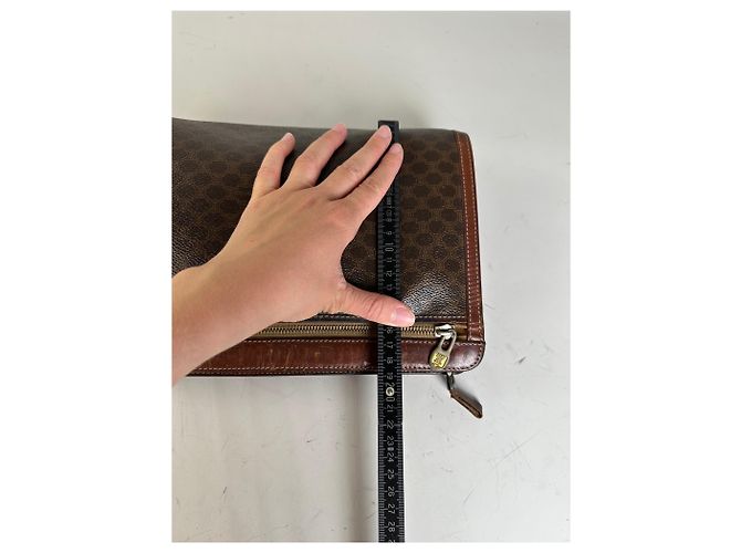 Céline Vintage Celine beschichtete Canvas Pouch Braun Rost Gold Kamel - Ansicht 9