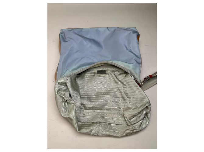 Vintage Prada Nylon Schultertasche Hellblau Gelb Silber - Ansicht 3