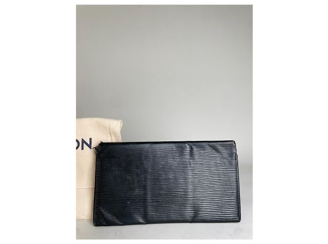 Vintage Louis Vuitton Epi Leder Clutch Schwarz Silber - Ansicht 7