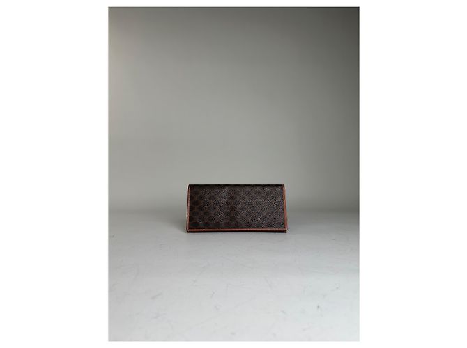 Céline Portafoglio Vintage Celine in Tela Monogramma Marrone Oro - vista 10