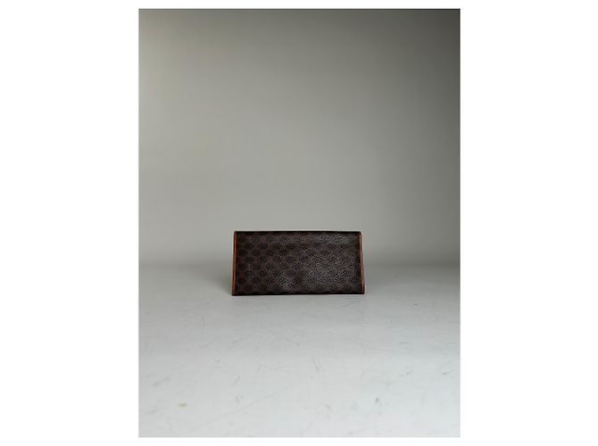Céline Portafoglio Vintage Celine in Tela Monogramma Marrone Oro - vista 11