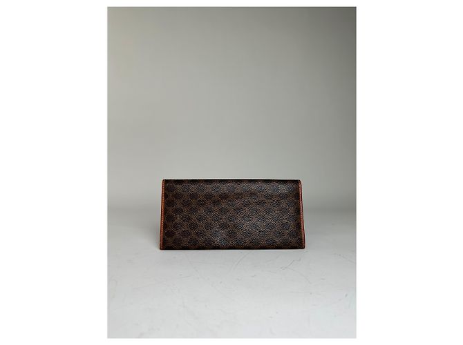 Céline Portafoglio Vintage Celine in Tela Monogramma Marrone Oro - vista 2