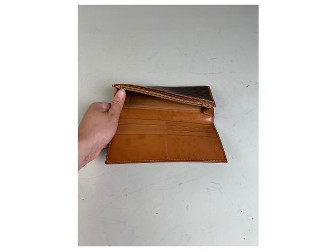 Céline Portafoglio Vintage Celine in Tela Monogramma Marrone Oro - vista 3