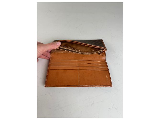 Céline Portafoglio Vintage Celine in Tela Monogramma Marrone Oro - vista 5