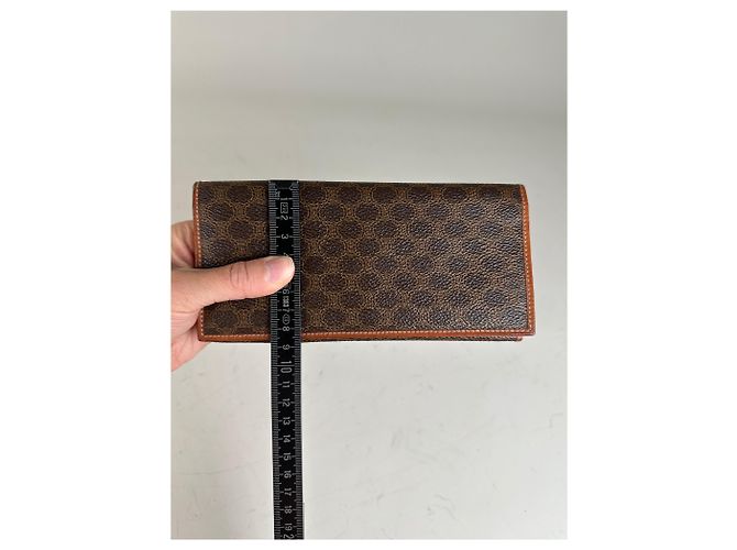 Céline Portafoglio Vintage Celine in Tela Monogramma Marrone Oro - vista 8