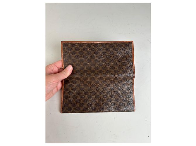 Céline Portafoglio Vintage Celine in Tela Monogramma Marrone Oro - vista 9