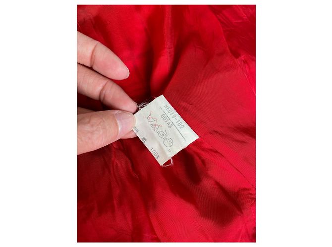 Yves Saint Laurent Gonna in cotone a quadri vintage Saint Laurent Rosso Nero M - vista 7