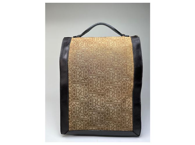 Tote Balenciaga Vintage BB Monogram Canvas Tan Brown Cammello - vista 14