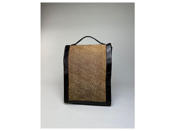 Tote Balenciaga Vintage BB Monogram Canvas Tan Brown Cammello - vista 2