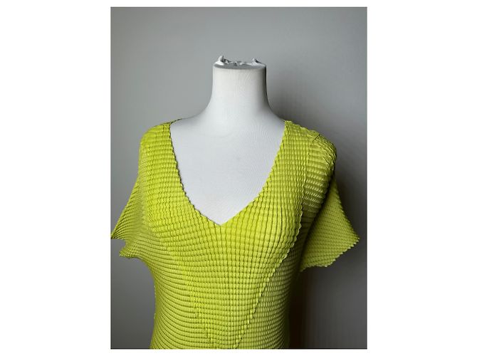 Top Vintage Issey Miyake Pleats Please Giallo Neon M - vista 9