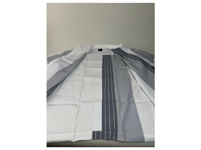 Vintage Issey Miyake Gestreiftes Baumwollhemd Grau Weiß M - Ansicht 5