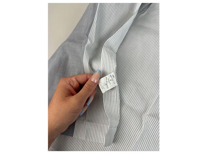 Vintage Issey Miyake Gestreiftes Baumwollhemd Grau Weiß M - Ansicht 7