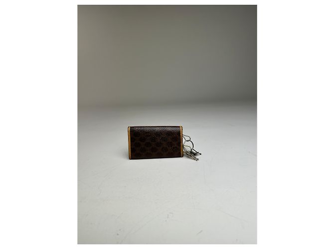 Céline Vintage Celine Embossed Leather Key Case Brown Tan Gold - view 10