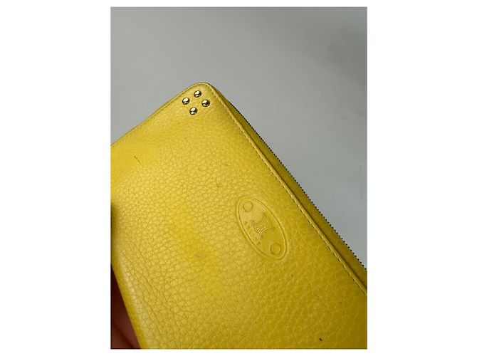 Céline Pochette in Pelle Gommata Vintage Celine Triomphe Taupe Beige - vista 3