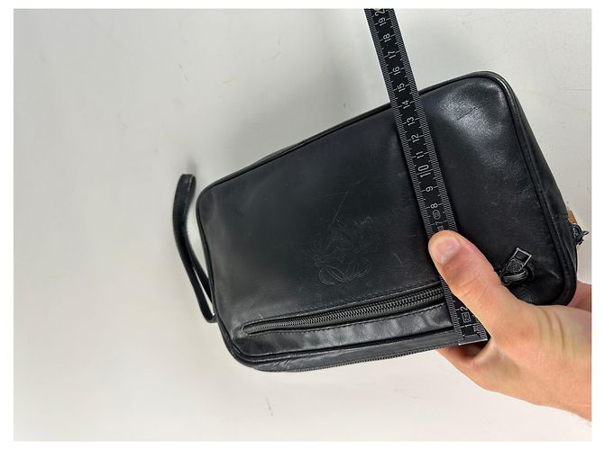 Clutch in pelle vintage Loewe nero e oro - vista 10