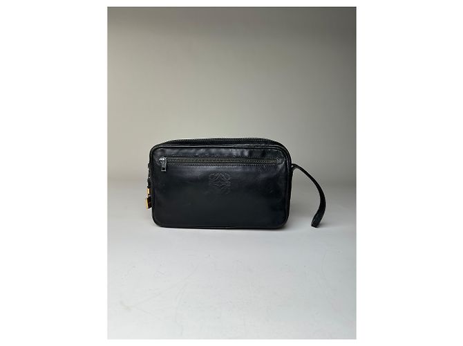 Clutch in pelle vintage Loewe nero e oro - vista 12