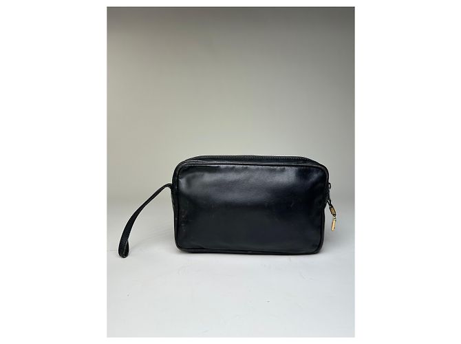 Clutch in pelle vintage Loewe nero e oro - vista 2