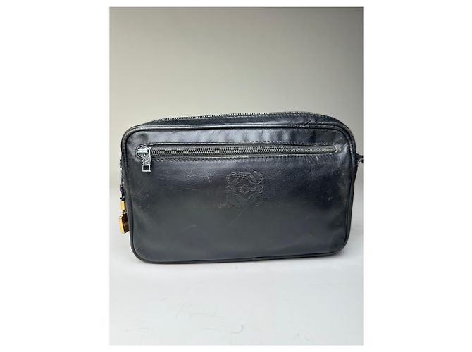 Clutch in pelle vintage Loewe nero e oro - vista 5