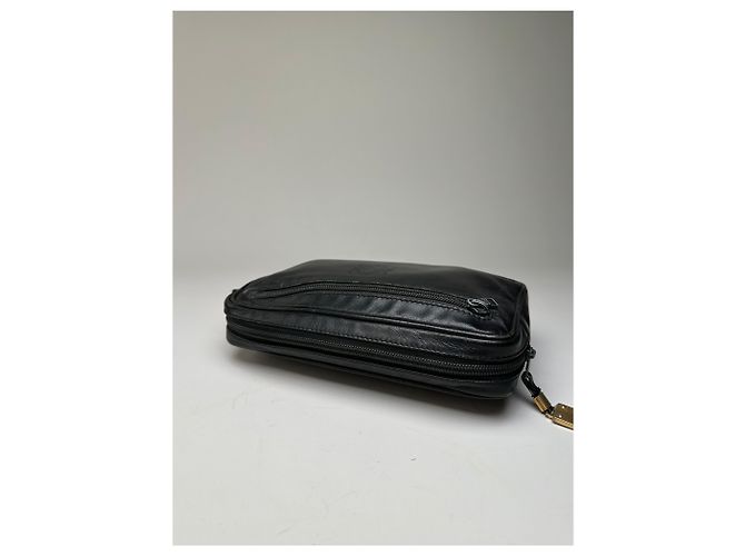 Clutch in pelle vintage Loewe nero e oro - vista 6