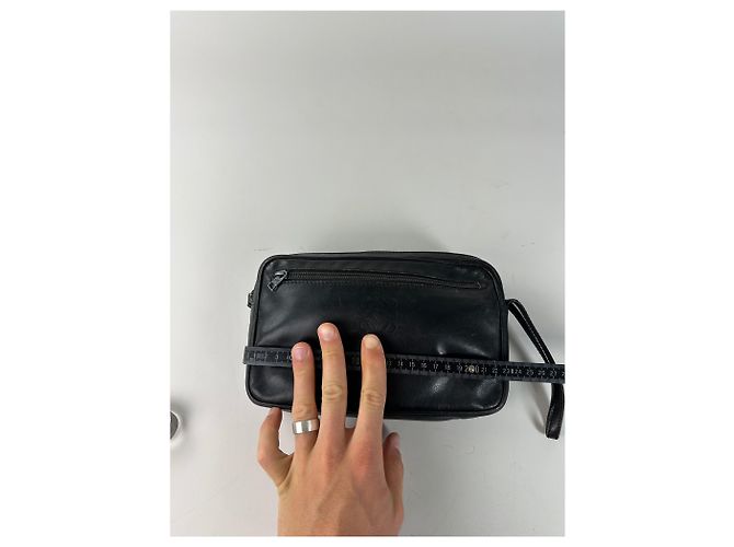 Clutch in pelle vintage Loewe nero e oro - vista 9