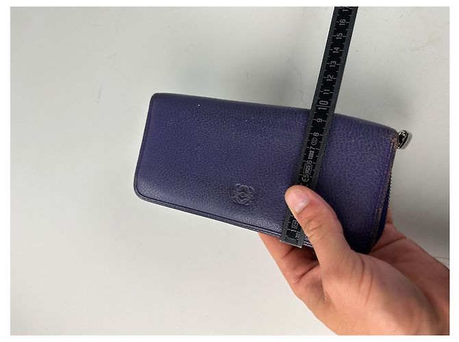 Carteira vintage Loewe em couro granulado roxo prata - vista 11