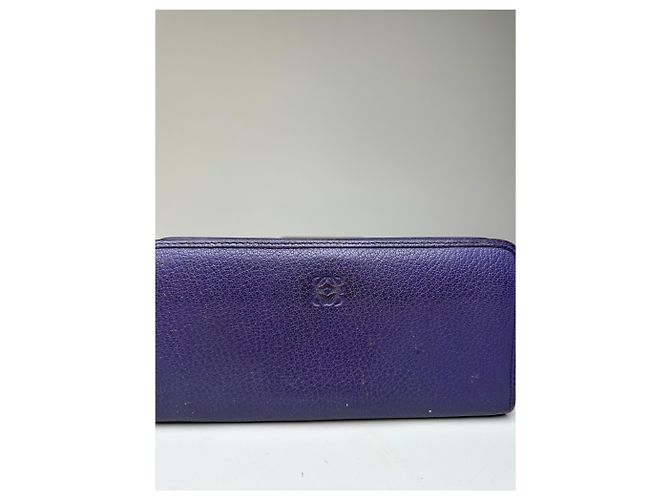 Carteira vintage Loewe em couro granulado roxo prata - vista 3