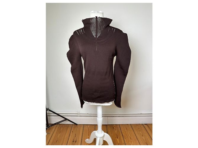 Vintage Issey Miyake Strickpullover Dunkelbraun M - Ansicht 10
