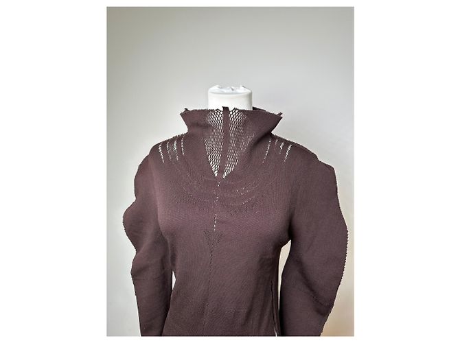 Vintage Issey Miyake Strickpullover Dunkelbraun M - Ansicht 11