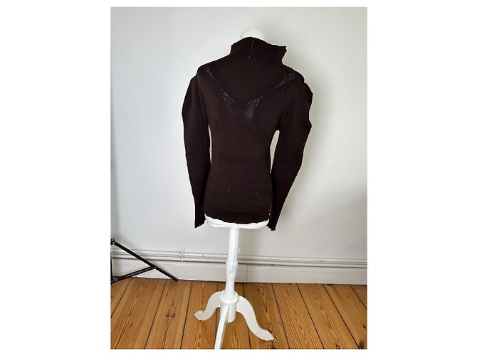Vintage Issey Miyake Strickpullover Dunkelbraun M - Ansicht 3