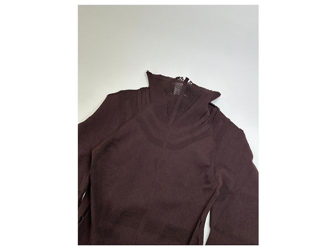 Vintage Issey Miyake Strickpullover Dunkelbraun M - Ansicht 5
