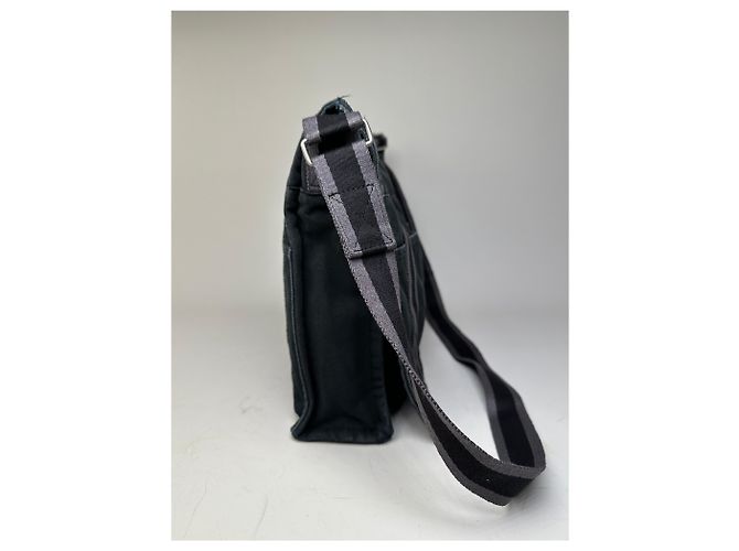 Hermès Vintage Hermes Canvas Messenger Bag Schwarz Grau - Ansicht 10