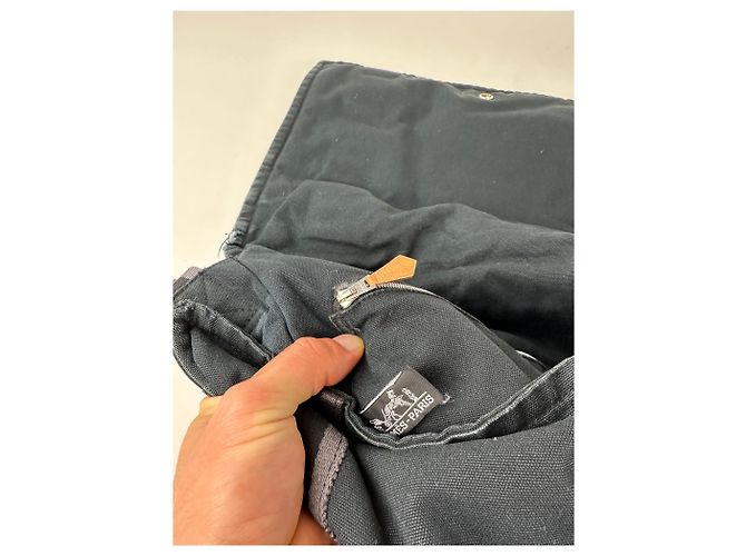 Hermès Vintage Hermes Canvas Messenger Bag Schwarz Grau - Ansicht 5
