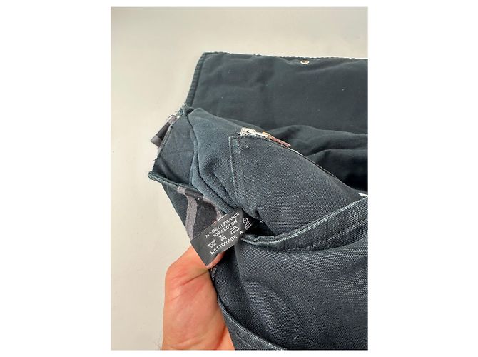 Hermès Vintage Hermes Canvas Messenger Bag Schwarz Grau - Ansicht 7