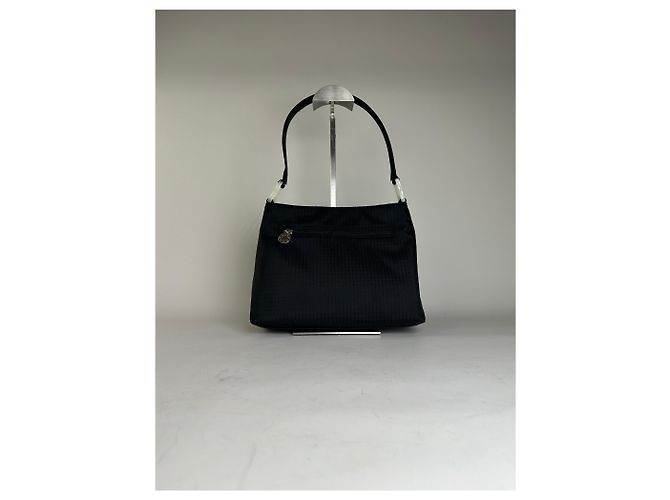 Vintage Givenchy Nylon Schultertasche Schwarz Silber - Ansicht 11