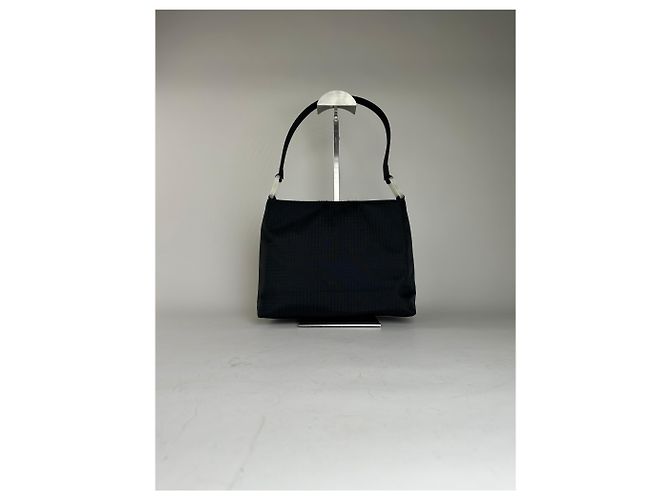 Vintage Givenchy Nylon Schultertasche Schwarz Silber - Ansicht 2