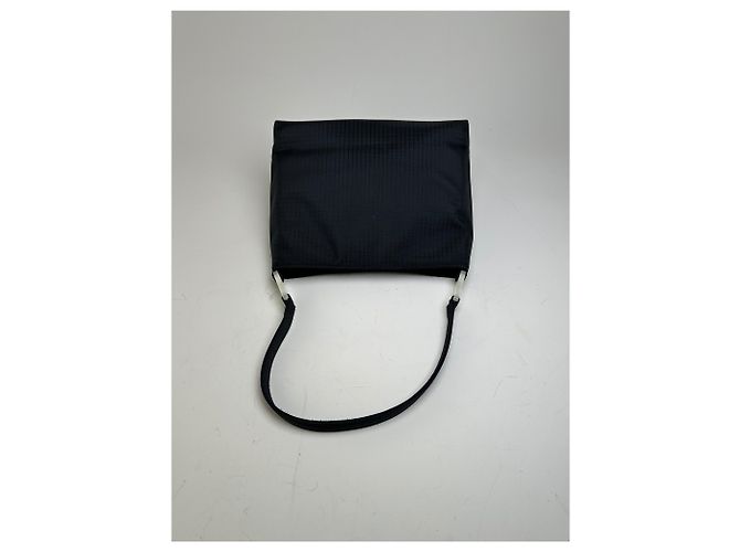 Vintage Givenchy Nylon Schultertasche Schwarz Silber - Ansicht 7