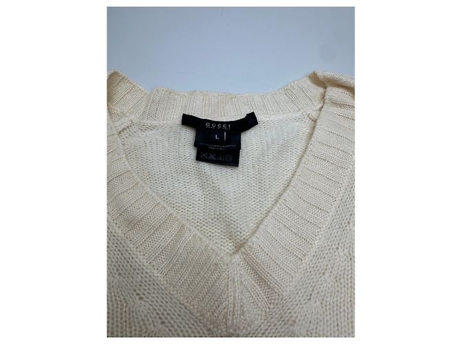 Pull en coton vintage Gucci Crème M Beige - vue 6