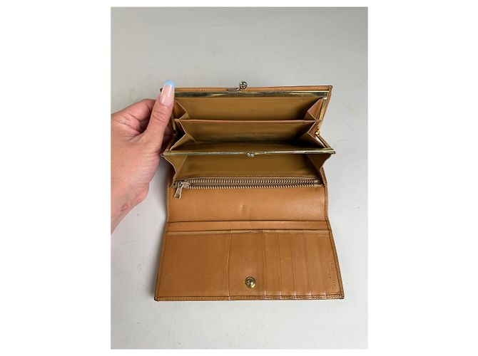 Céline Vintage Celine Macadam Canvas Wallet Beige Tan - view 5