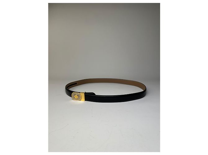 Céline Vintage Celine Medusa Head Ledergürtel Schwarz Tan Gold - Ansicht 7
