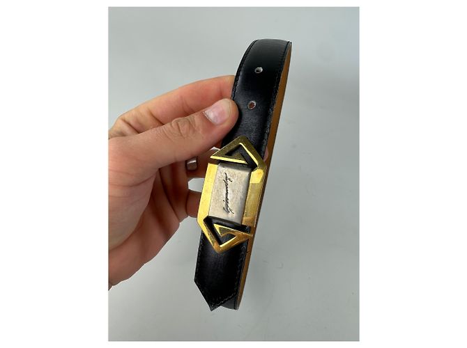 Vintage Givenchy Ledergürtel mit 4G-Logo Schwarz Gold - Ansicht 2